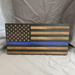 6" x 12" Wood Laser Engraved Thin Blue Line Flag